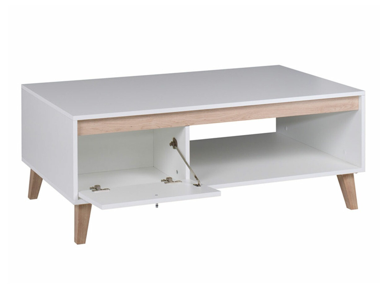 Комплект за хол Delbene 117 (Светъл San Remo дъб + Матов бял)