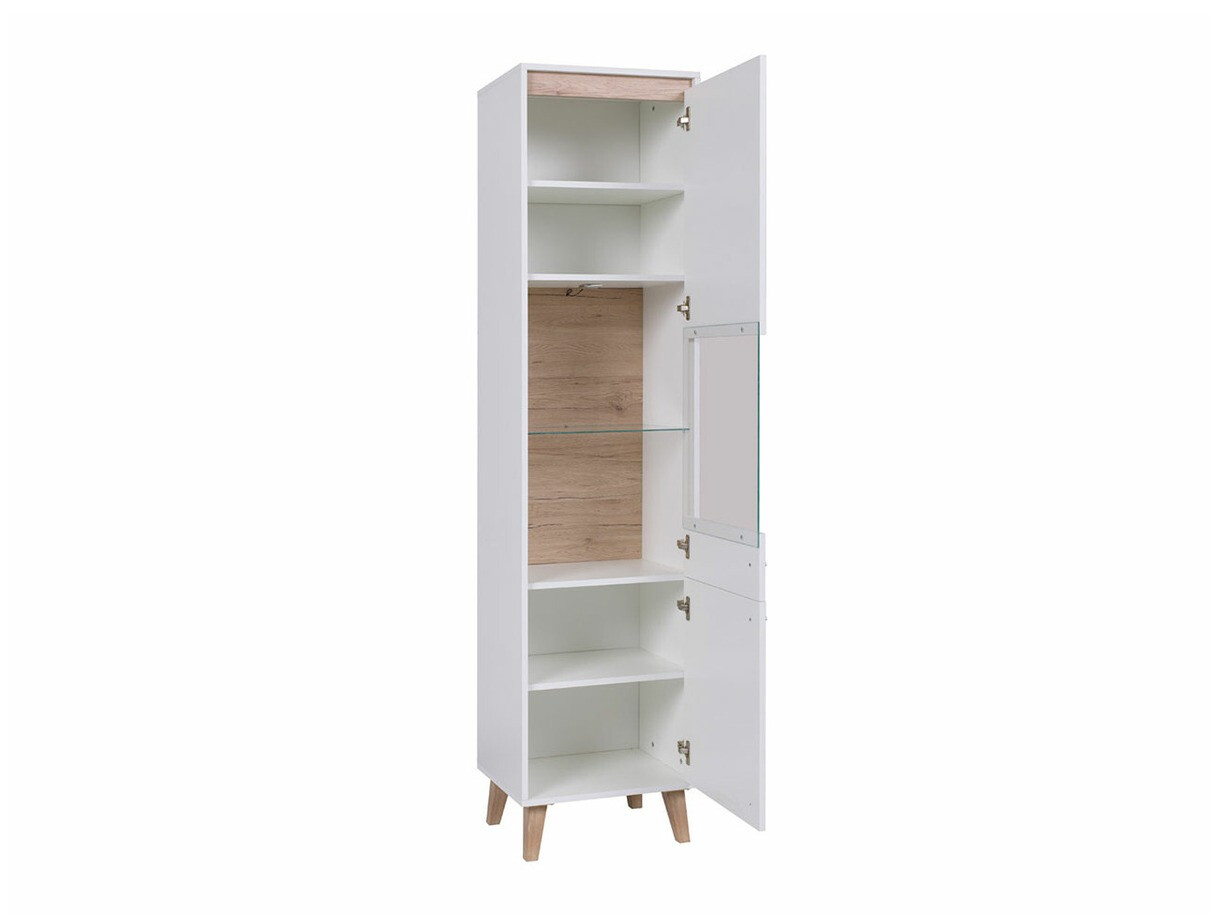 Комплект за хол Delbene 117 (Светъл San Remo дъб + Матов бял)