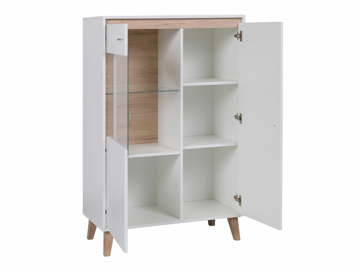 Комплект за хол Delbene 117 (Светъл San Remo дъб + Матов бял)