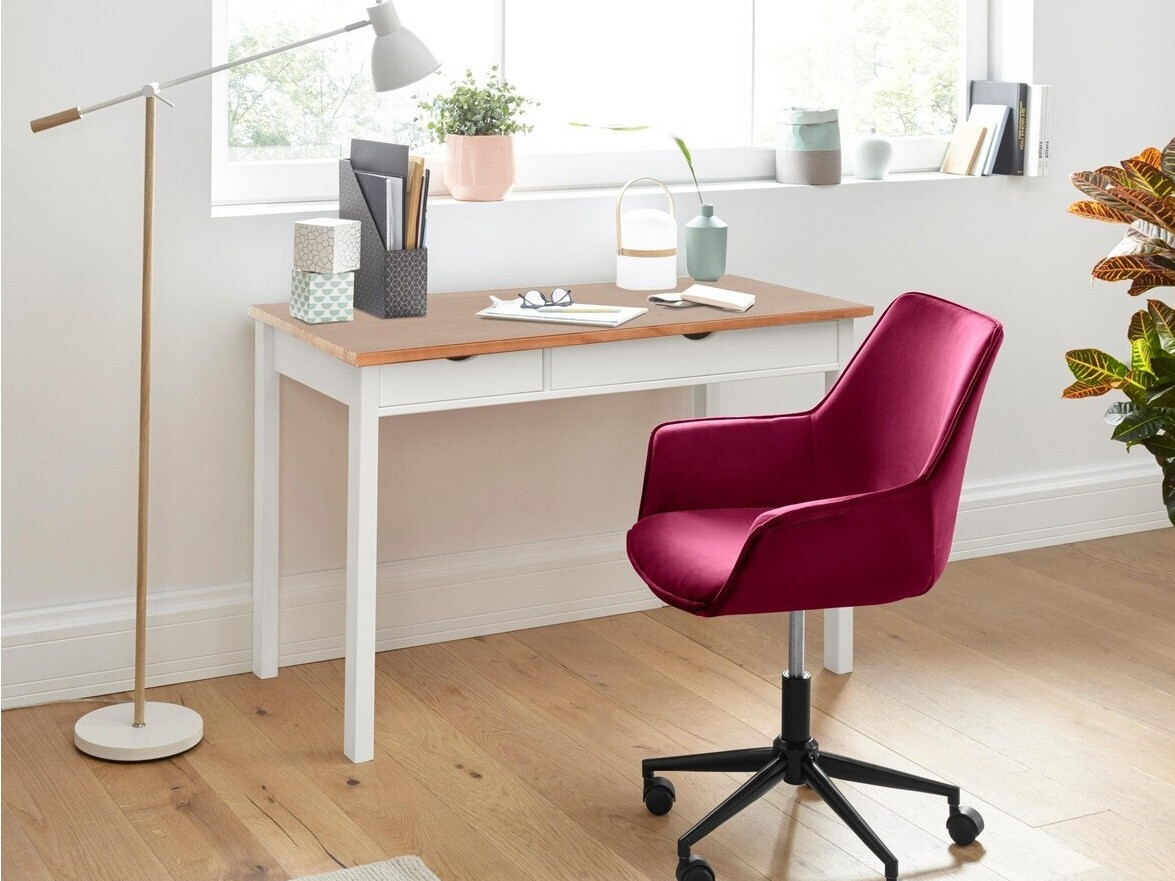 Офис бюро Denton 133 (Бял + Ярък дърво)