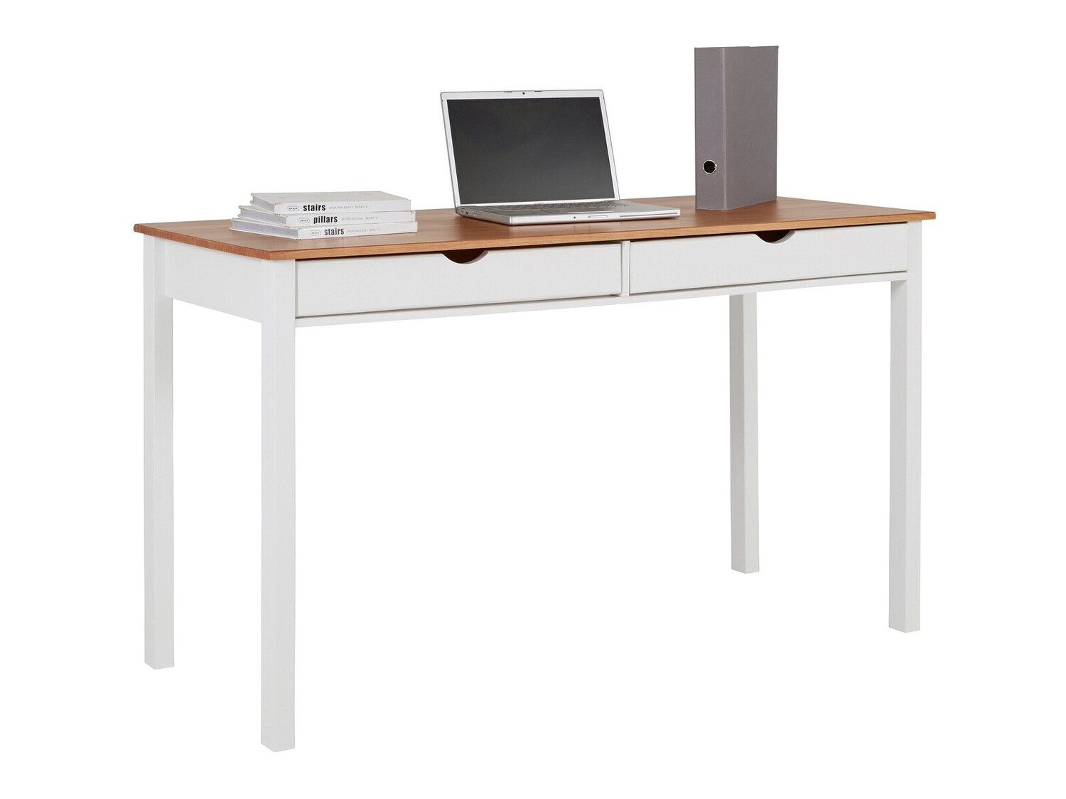 Офис бюро Denton 134 (Бял + Ярък дърво)