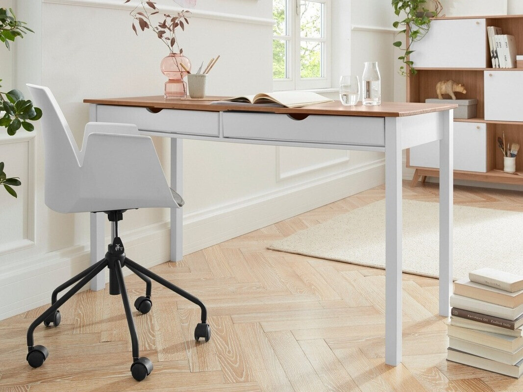 Офис бюро Denton 134 (Бял + Ярък дърво)