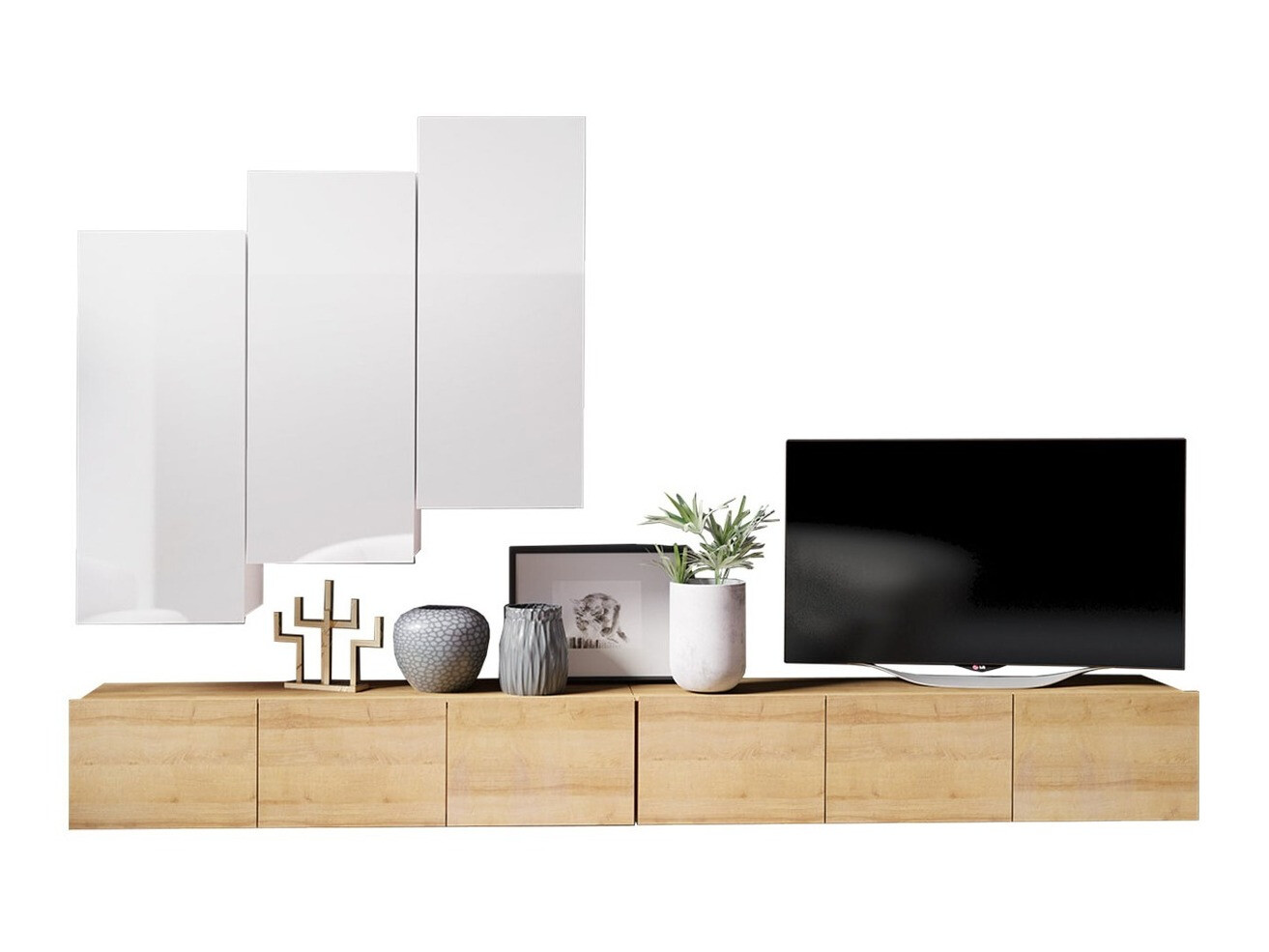 Комплект за хол Remus XX (Златен дъб + Бял)