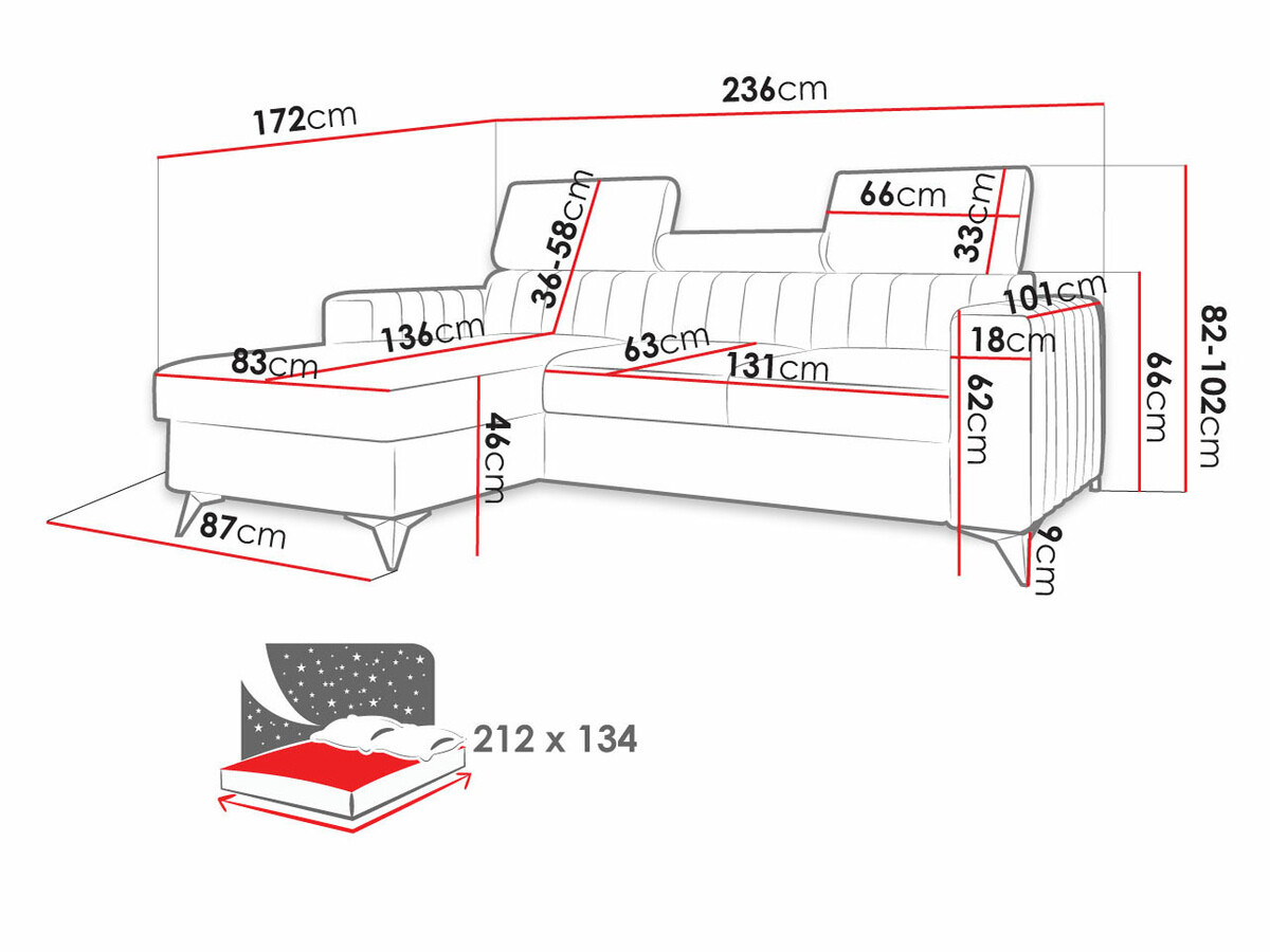 Ъглов диван Columbus 170 (Mono 246)