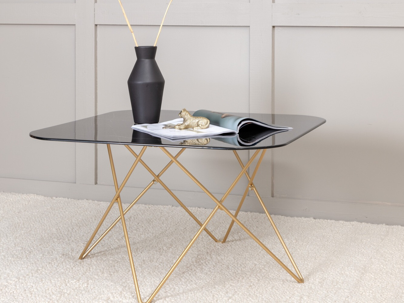 Масичка за кафе Dallas 1723 (Черен + Месинг)