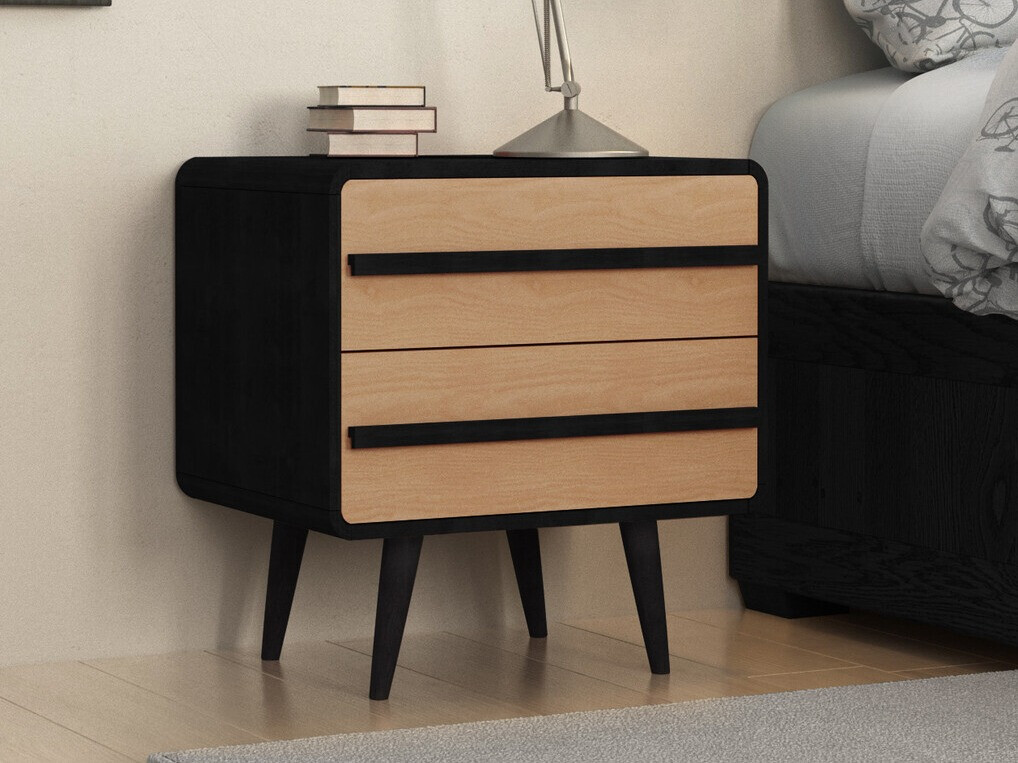 Нощно шкафче Denton 567 (Черен + Дъб)