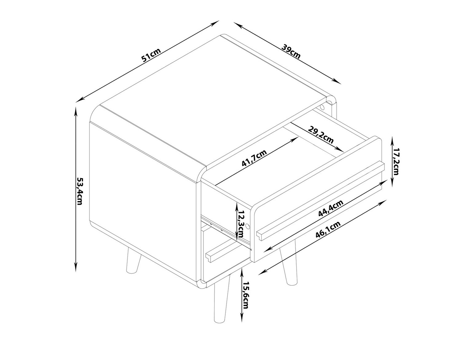 Нощно шкафче Denton 567 (Черен + Дъб)