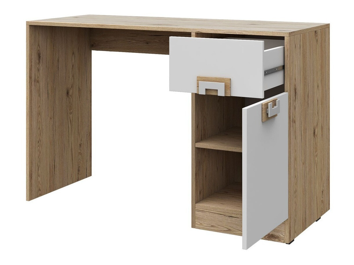 Офис бюро Balvire 110 (Светъл дъб + Бял + Тюркоаз)