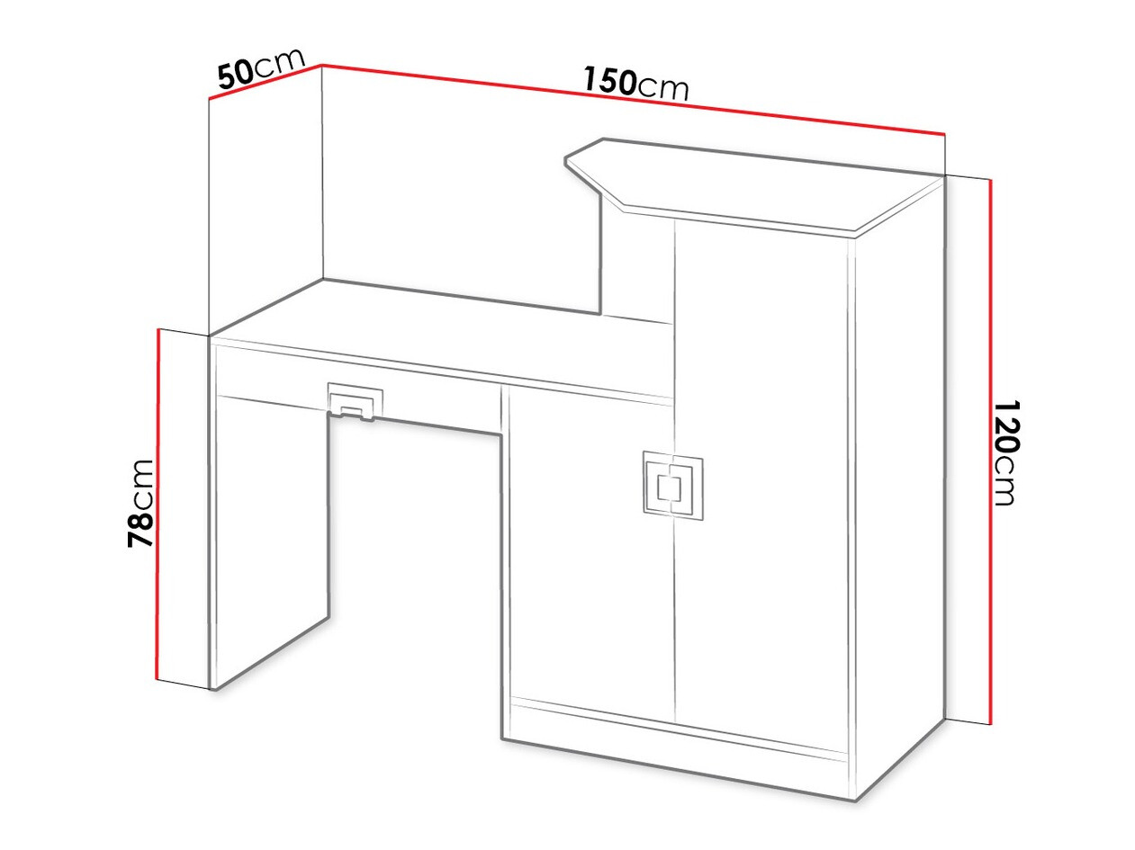 Офис бюро Balvire 111 (Светъл дъб + Бял + Сив)