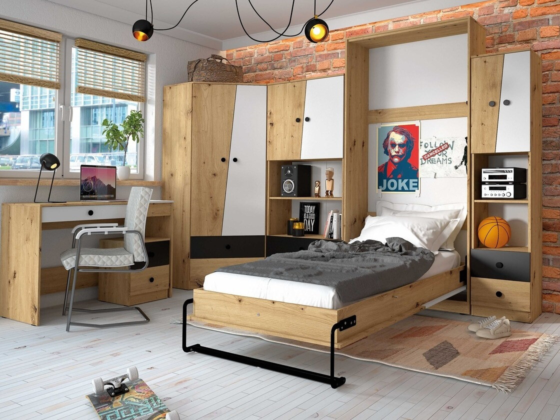 Офис бюро Mirelbu 109 (Artisan дъб + Бял гланц)