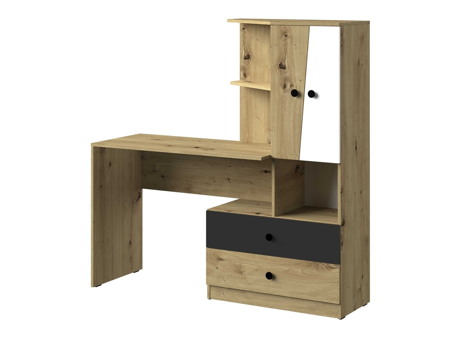 Офис бюро Mirelbu 110 (Artisan дъб + Бял + Черен)