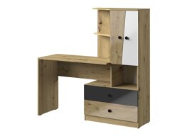 Офис бюро Mirelbu 110 (Artisan дъб + Бял гланц + Черен гланц)