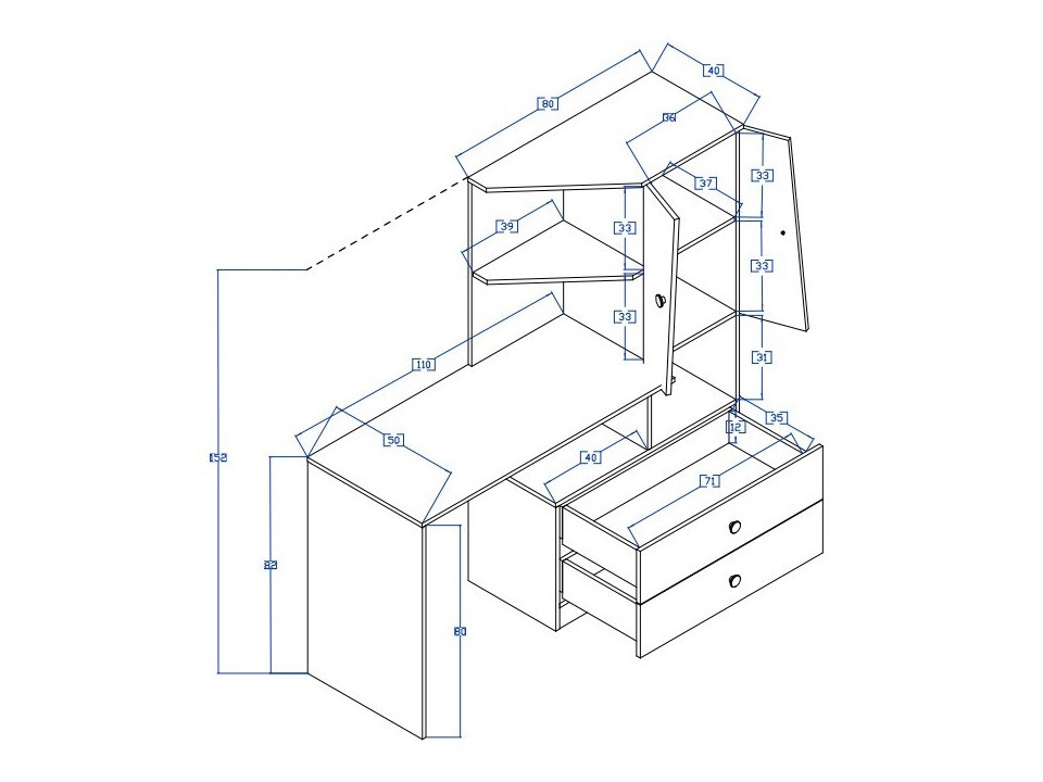 Офис бюро Mirelbu 110 (Artisan дъб + Бял гланц)