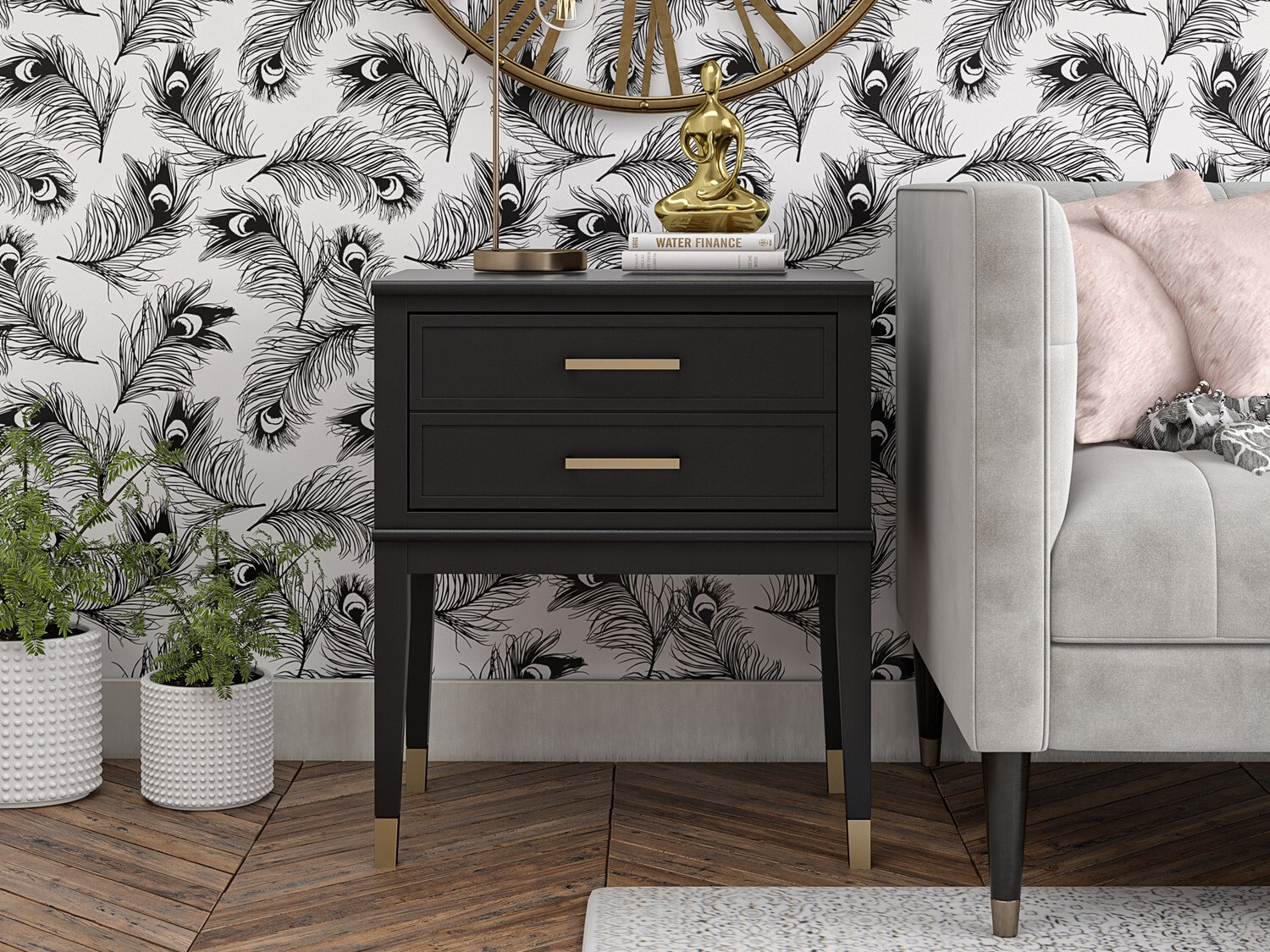 Нощно шкафче CosmoLiving by Cosmopolitan Belromu 104 (Черен)