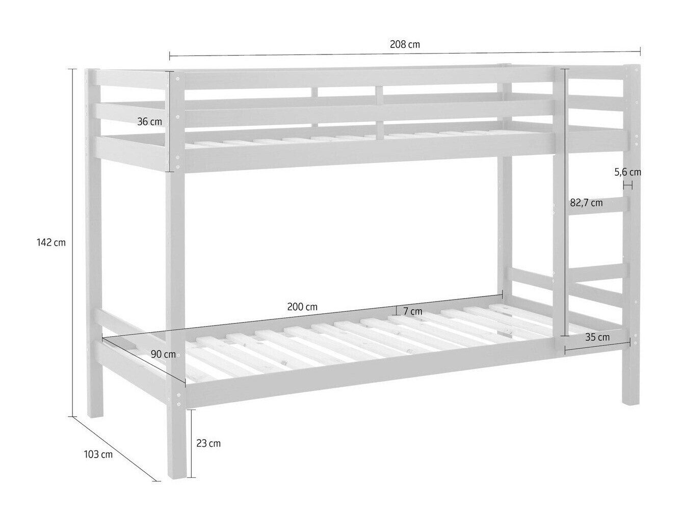 Двуетажно легло Ruvfiva 100 (Светлокафяво)
