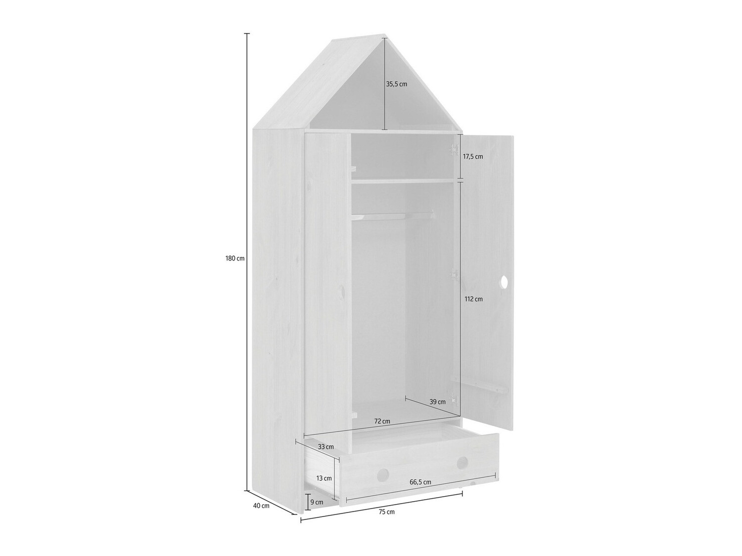 Гардероб Ruvfiva 119 (Сив)