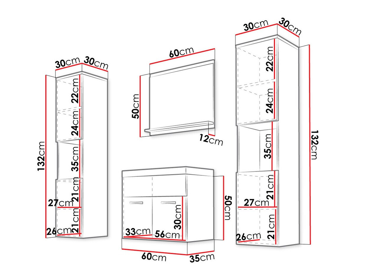 Комплект за баня Sarasota 123 (Бял + Бял гланц)