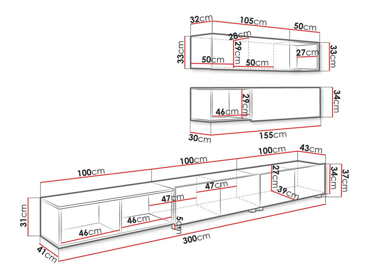Комплект за хол Remus XXV (Черен + Черен гланц + Artisan дъб)