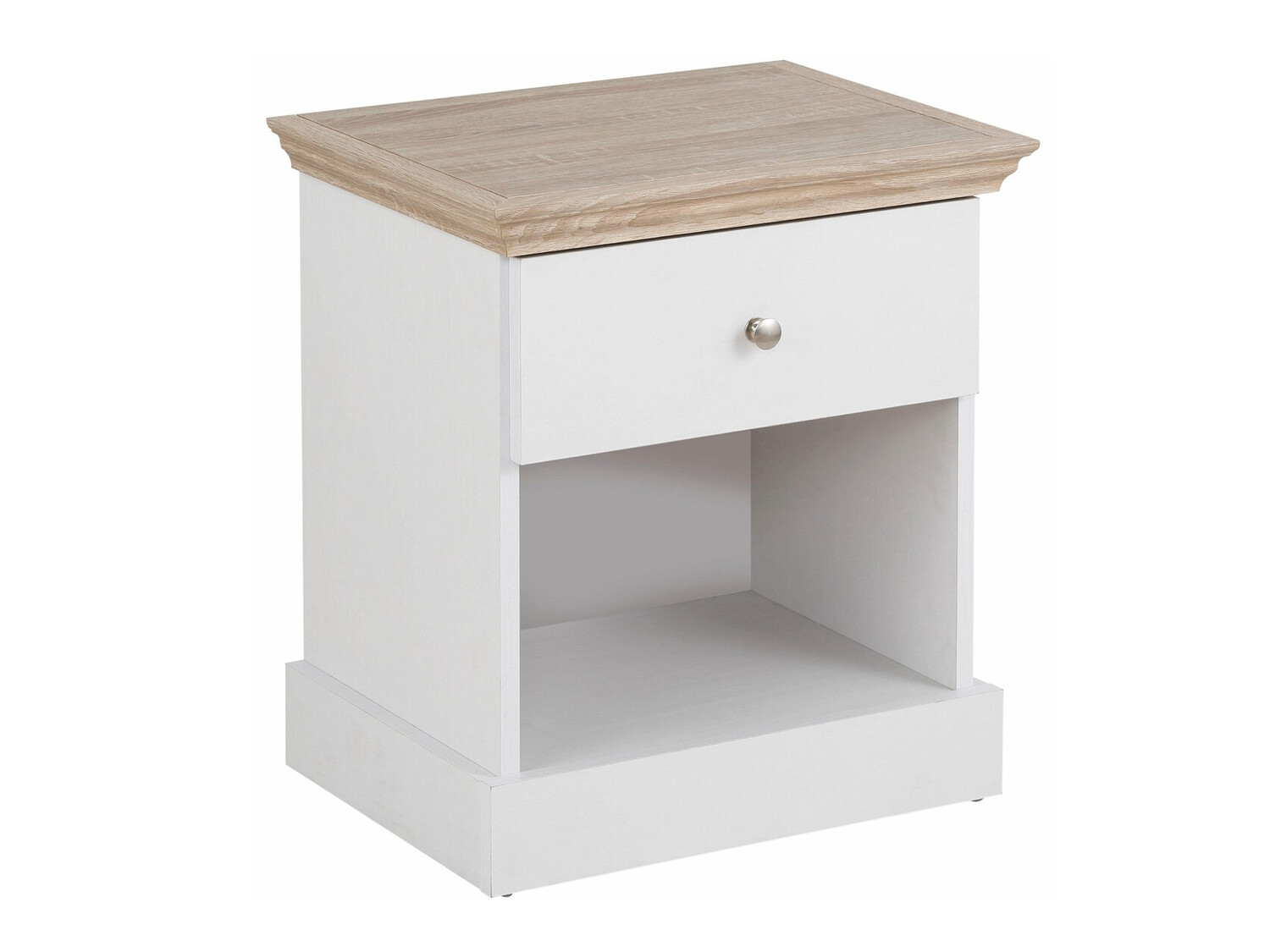 Нощно шкафче Lirveri 111 (Бял + Светъл дъб)