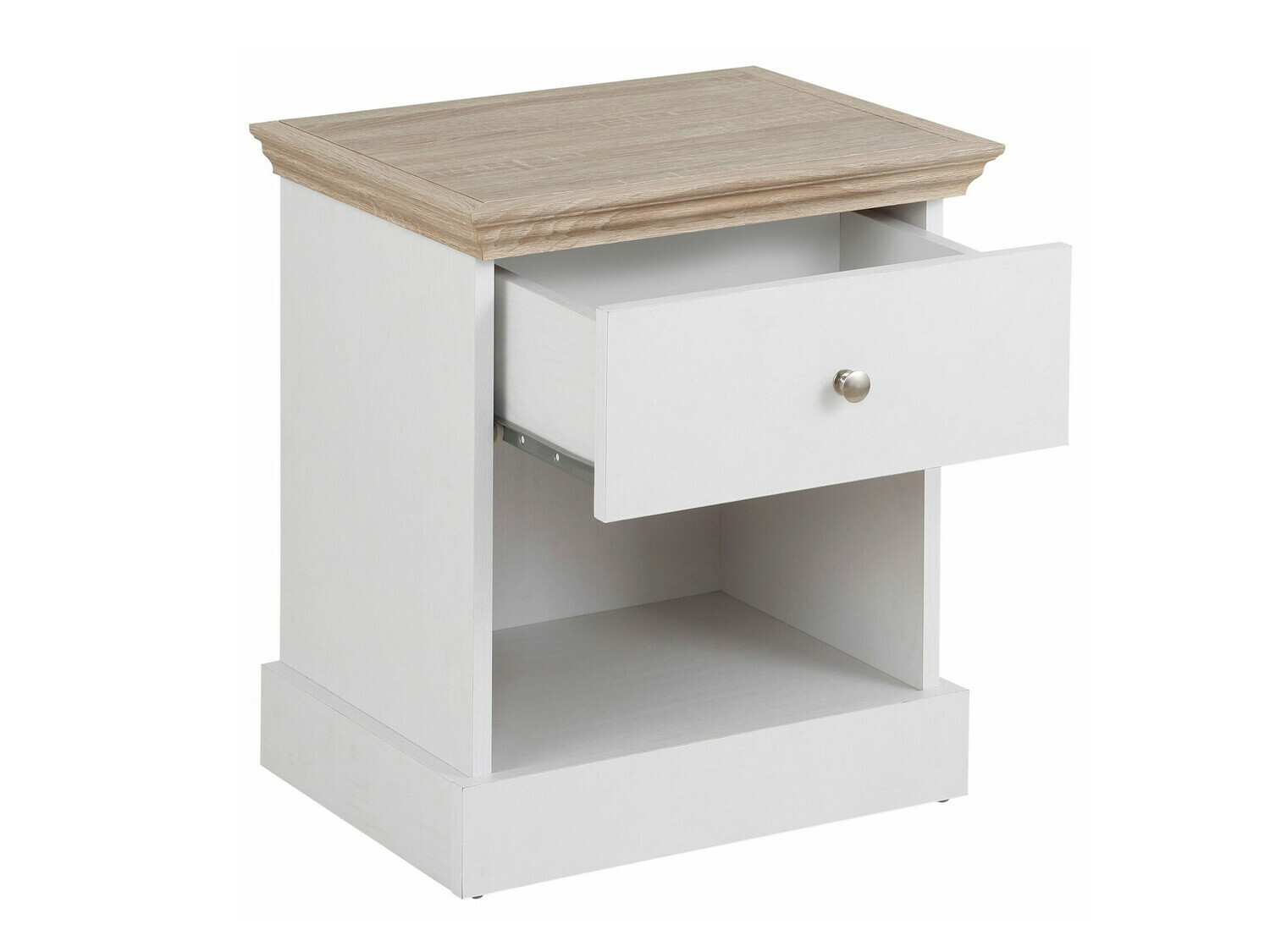 Нощно шкафче Lirveri 111 (Бял + Светъл дъб)