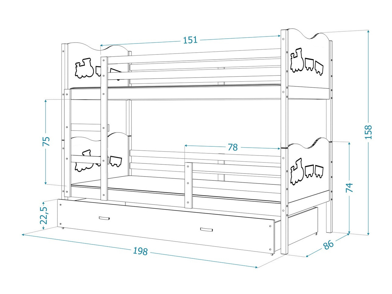 Двуетажно легло Aurora 111 (Сив)