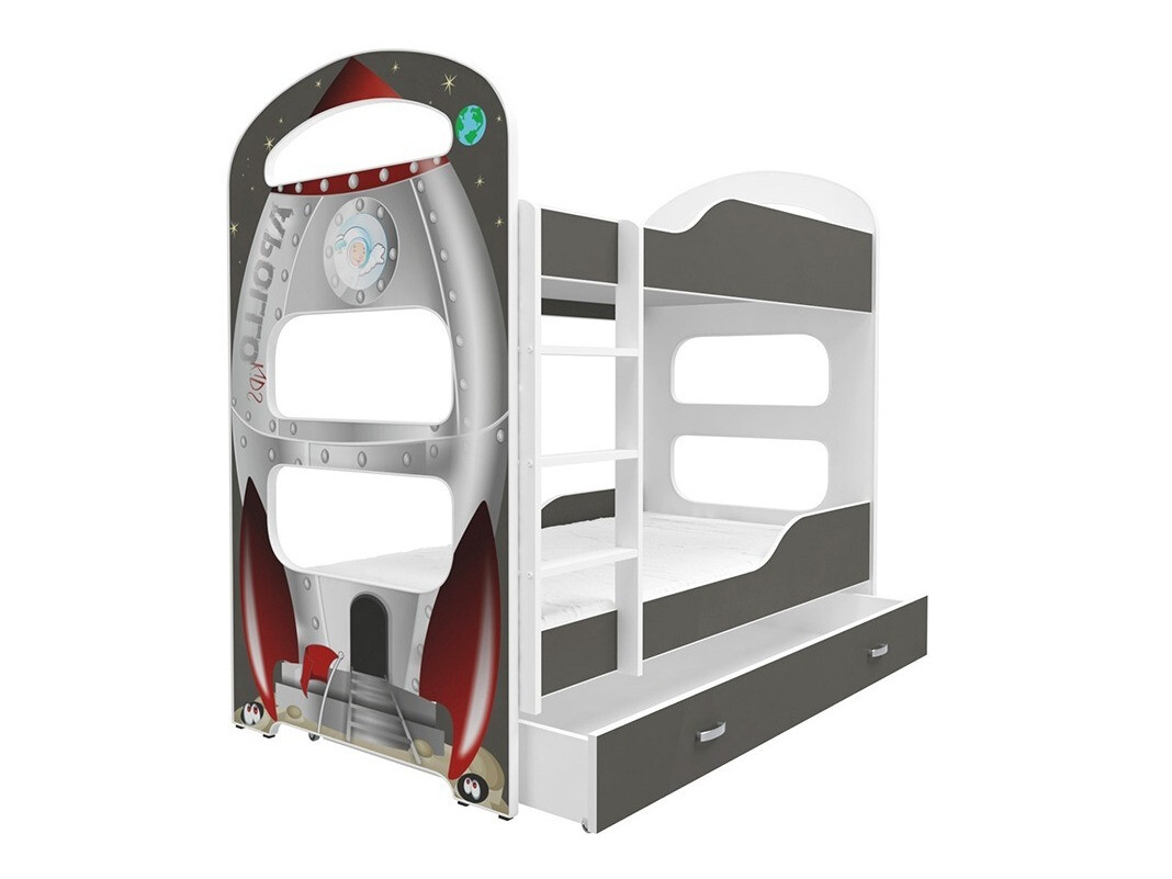 Двуетажно легло Aurora 116 (Бял + Сив)