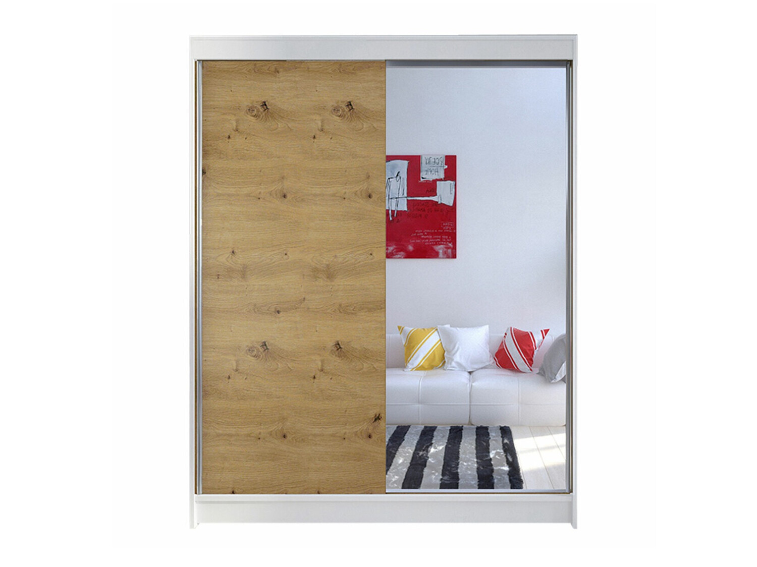 Гардероб Closico Vastor I (Бял + Artisan дъб)