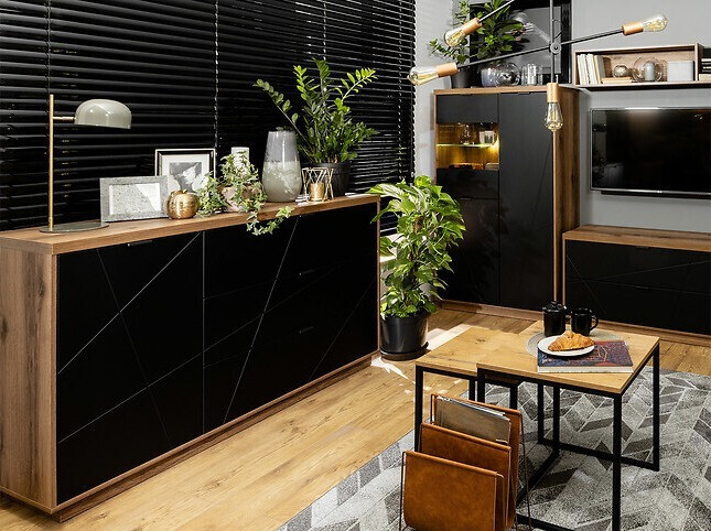 Скрин Fivale 100 (Тъмен деланов дъб + Черен мат)