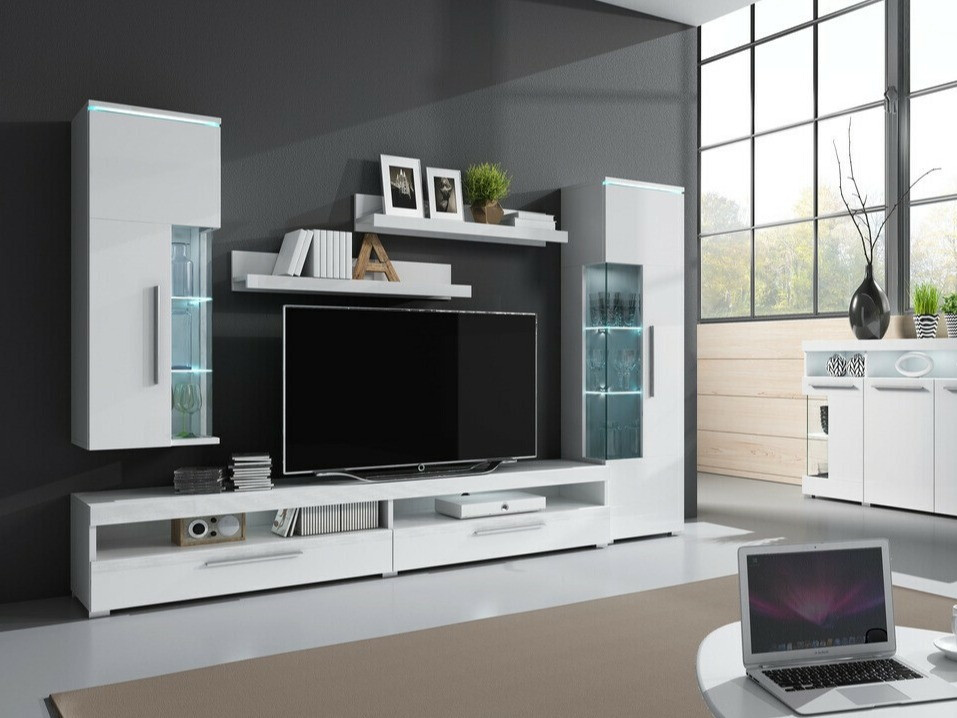 Етажерка Torvire 106 (Бял + Бял гланц)