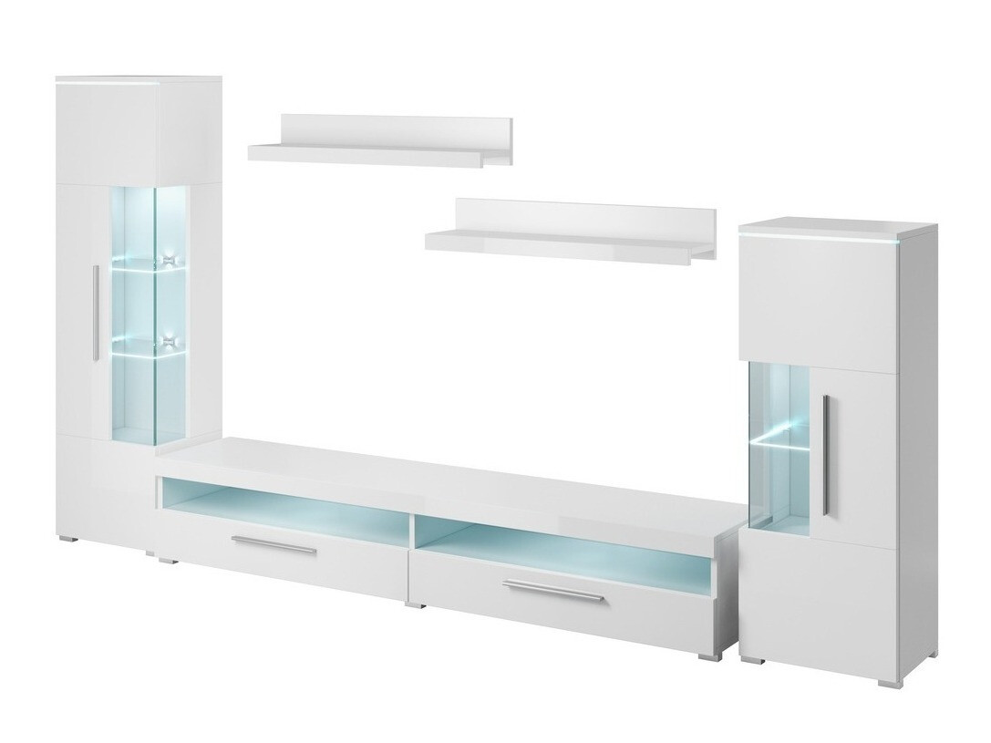 Комплект за хол Torvire 107 (Бял + Бял гланц)