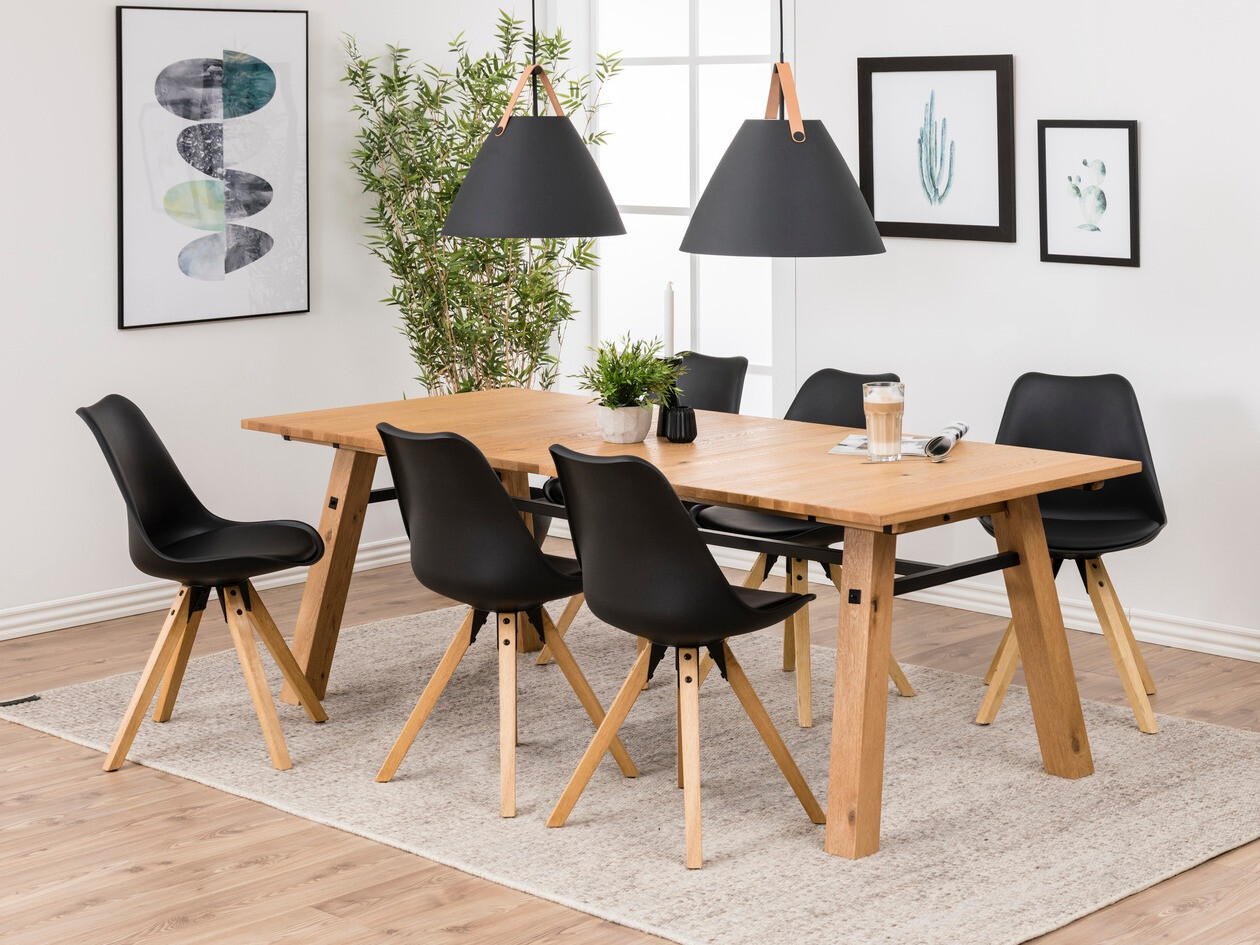 Стол Norsica 133 (Черен + Ярък дърво)