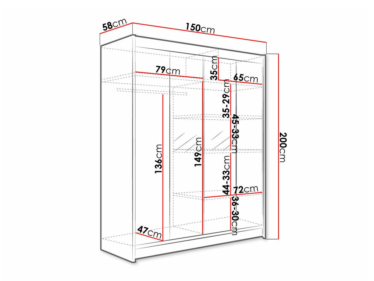 Гардероб Closico Vastor II (Черен + Artisan дъб)