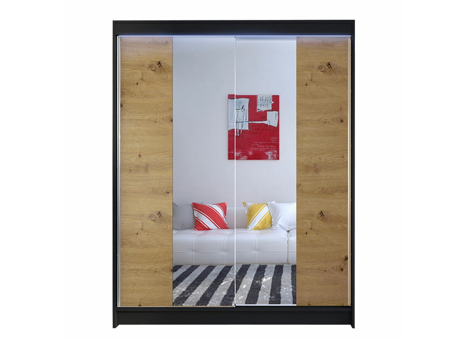 Гардероб Closico Vastor II (Черен + Artisan дъб)