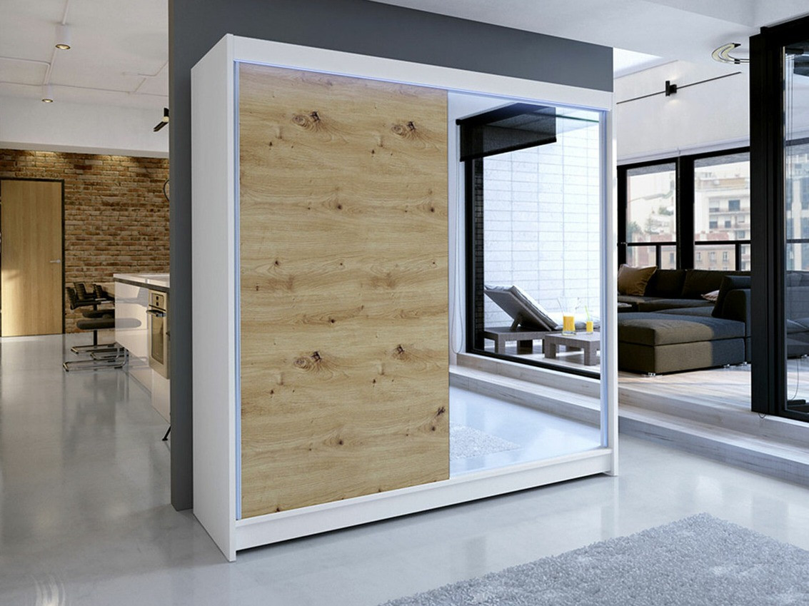 Гардероб Closico Cavaris I (Бял + Artisan дъб)