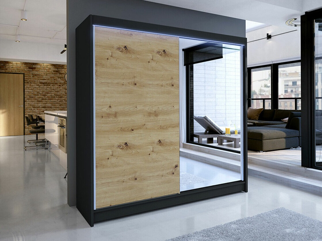 Гардероб Closico Cavaris I (Черен + Artisan дъб)