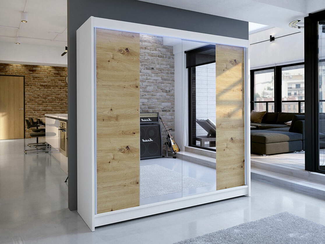 Гардероб Closico Cavaris II (Бял + Artisan дъб)
