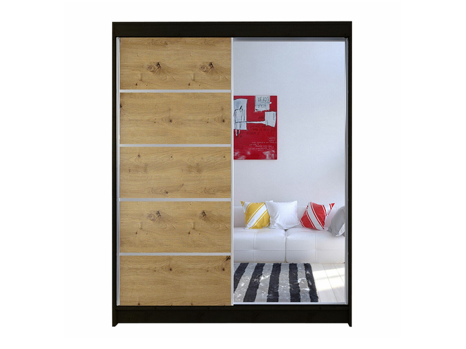 Гардероб Closico Vastor III (Черен + Artisan дъб)