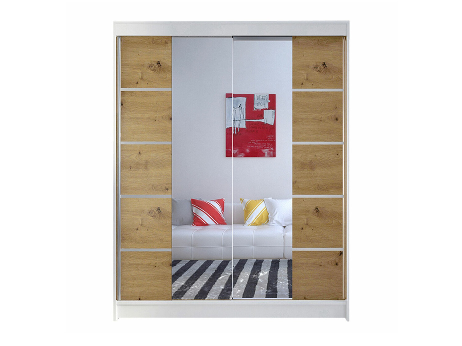 Гардероб Closico Vastor V (Бял + Artisan дъб)