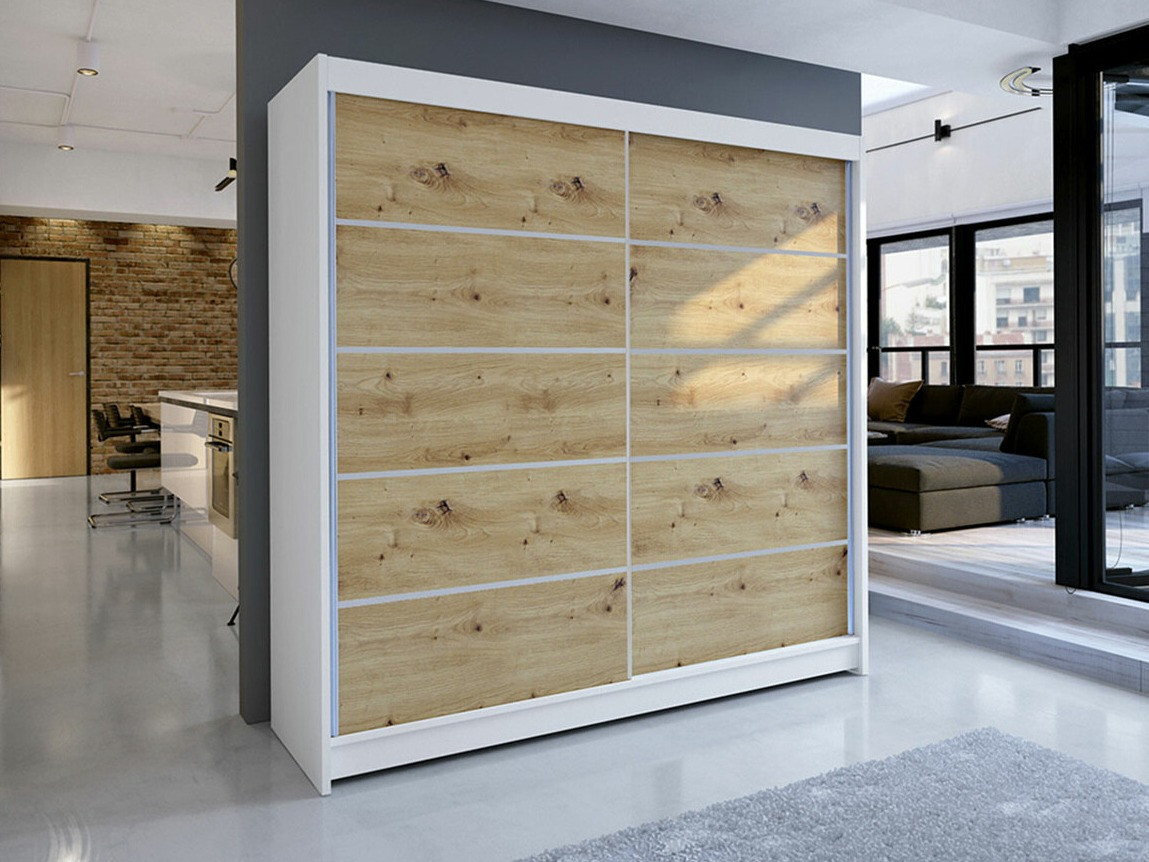 Гардероб Closico Cavaris IV (Бял + Artisan дъб)