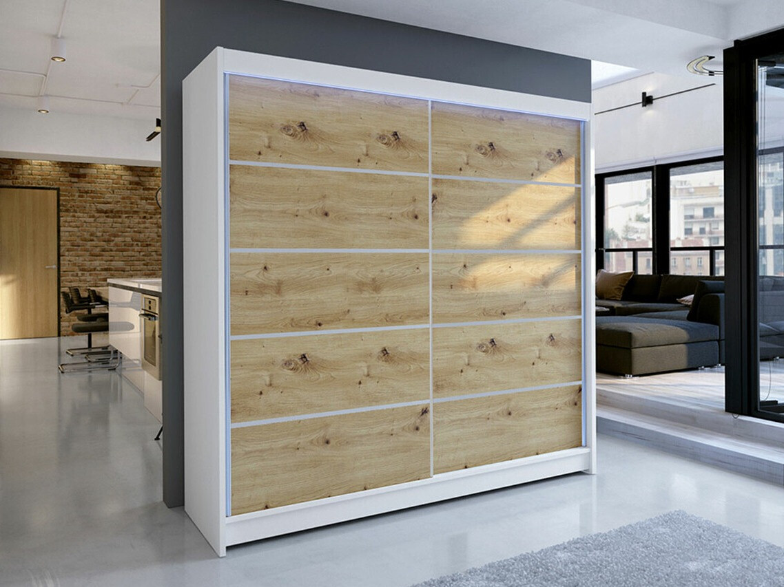 Гардероб Closico Cavaris IV (Бял + Artisan дъб)