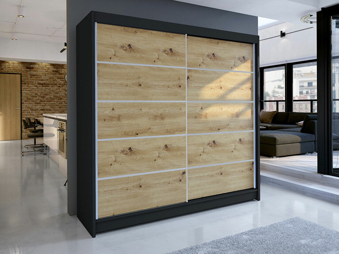 Гардероб Closico Cavaris IV (Черен + Artisan дъб)