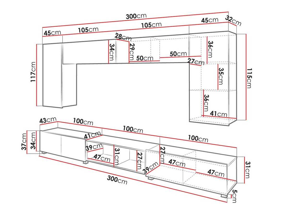 Комплект за хол Remus XXIII (Черен + Черен гланц + Artisan дъб)