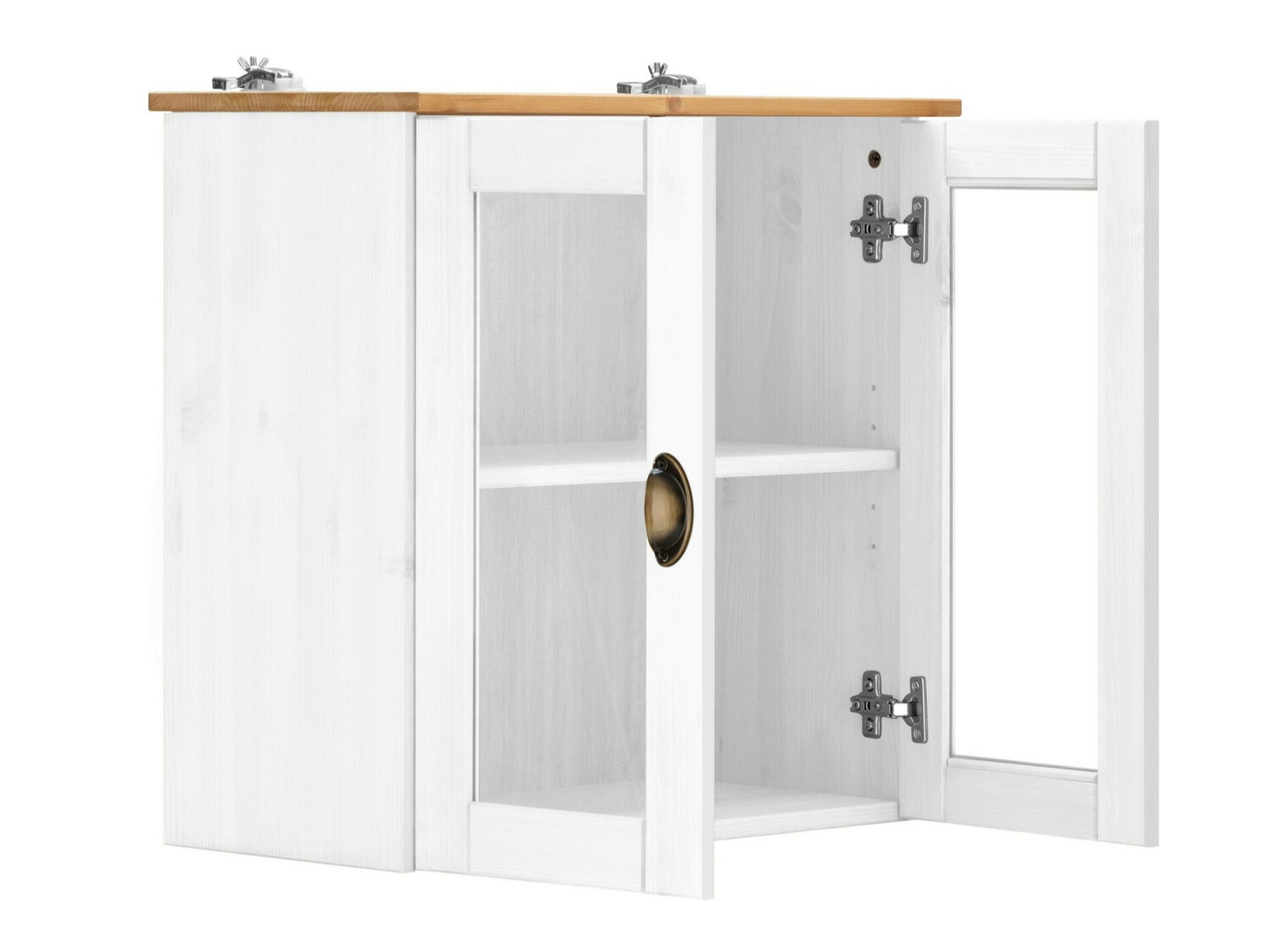 Окачен шкаф за баня Serelbu 102 (Бял + Светлокафяво)