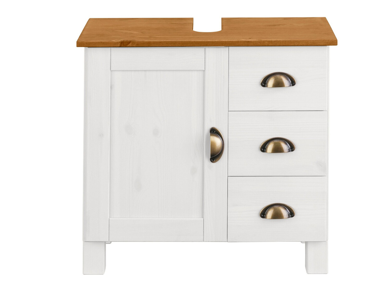 Стоящ шкаф за баня за мивка Serelbu 101 (Бял + Светлокафяво)