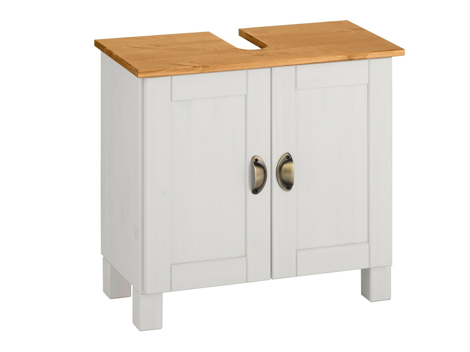 Стоящ шкаф за баня за мивка Serelbu 103 (Бял + Светлокафяво)