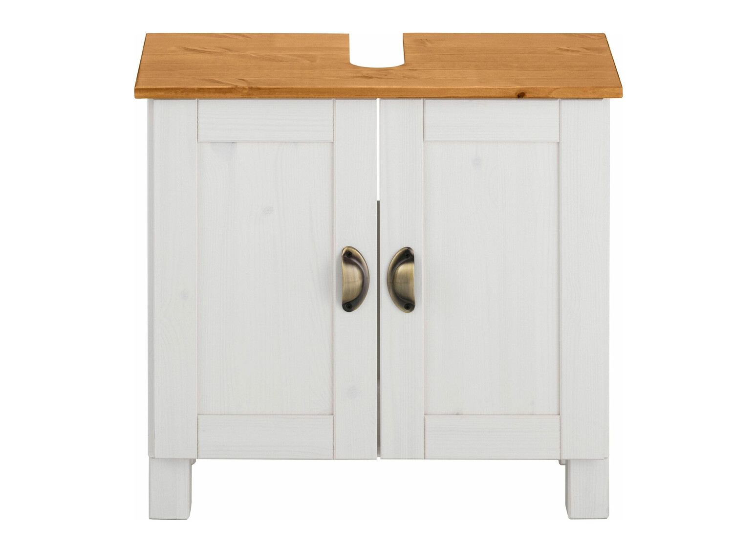 Стоящ шкаф за баня за мивка Serelbu 103 (Бял + Светлокафяво)