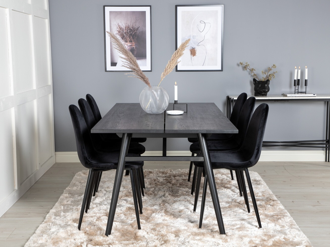 Маса и столове за трапезария Dallas 1786 (Черен)