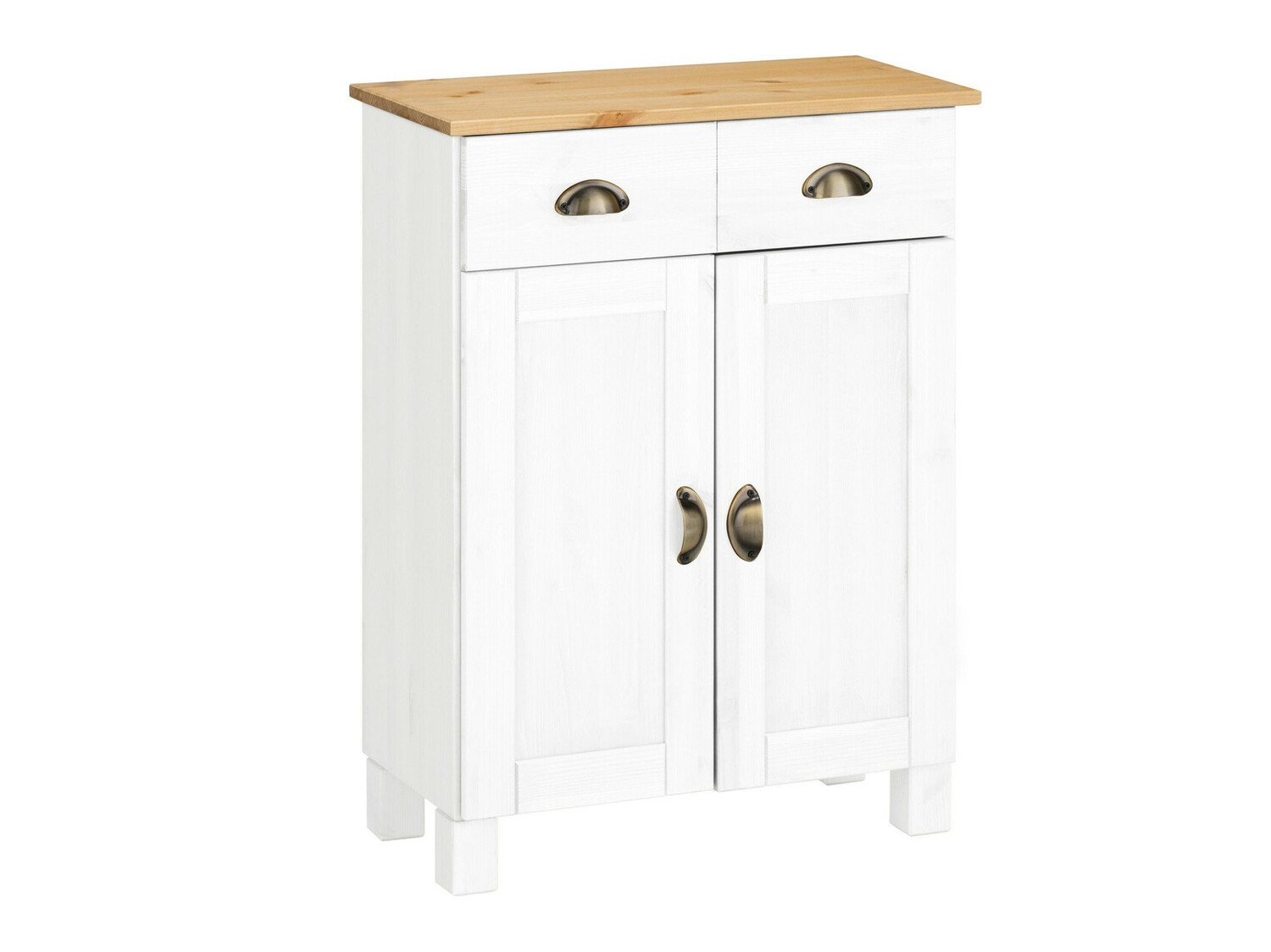 Стоящ шкаф за баня Serelbu 104 (Бял + Светлокафяво)