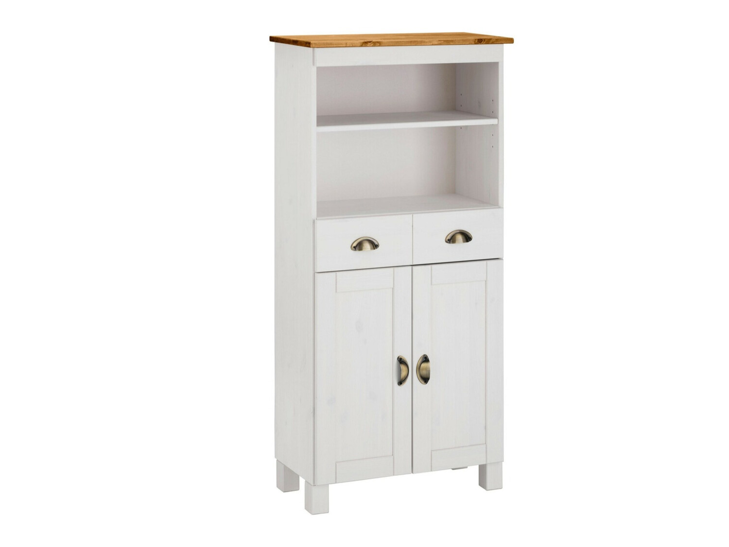 Стоящ шкаф за баня Serelbu 105 (Бял + Светлокафяво)