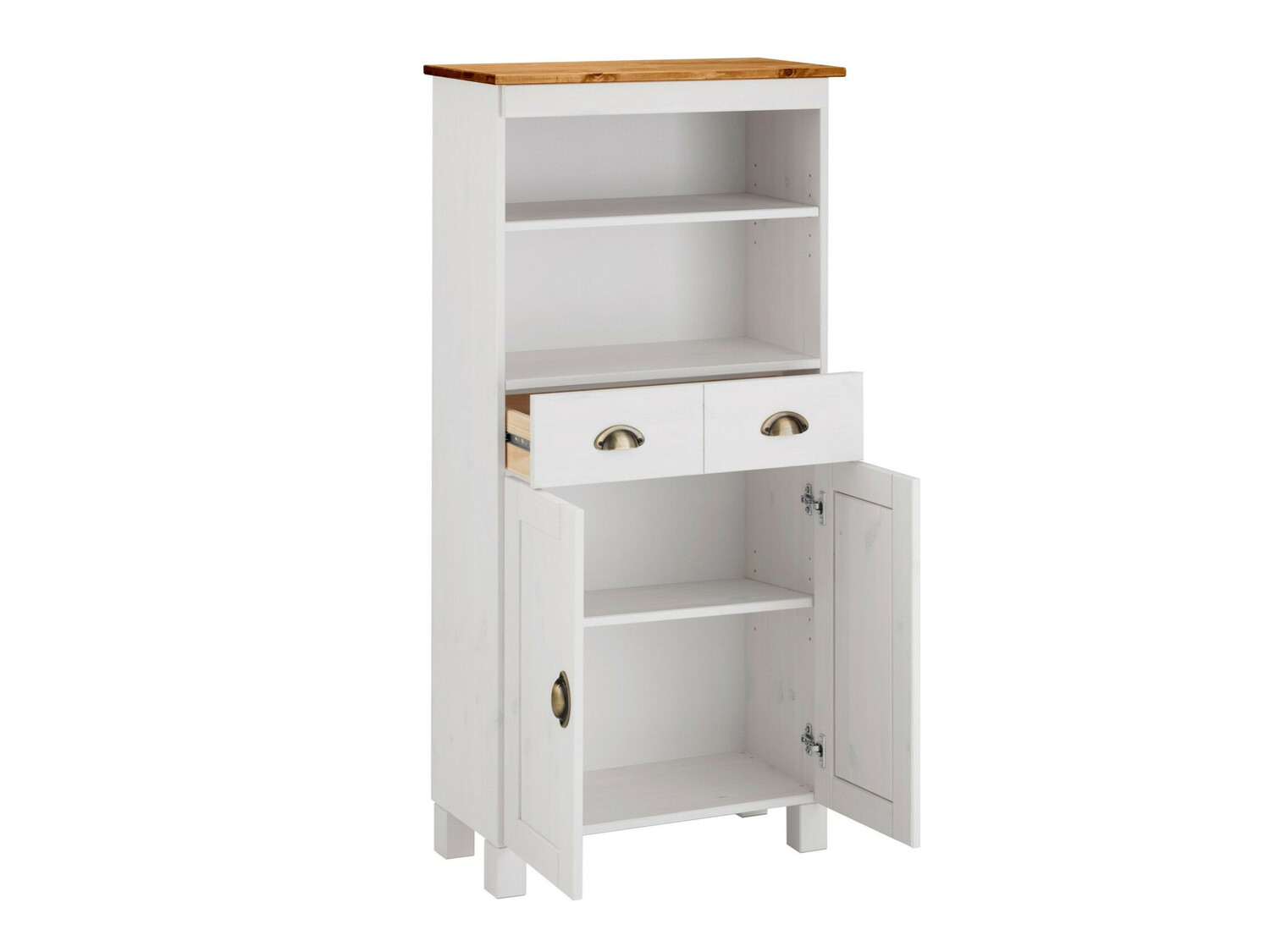Стоящ шкаф за баня Serelbu 105 (Бял + Светлокафяво)